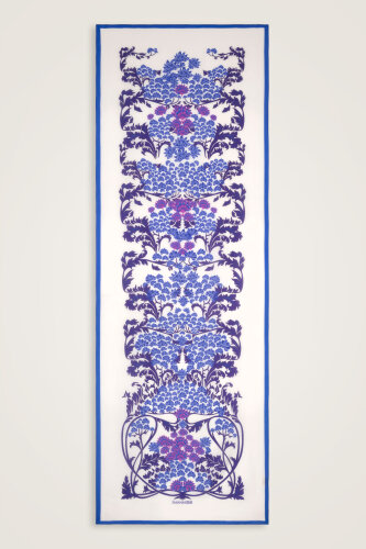 Oriental Flower Purple Floss Cotton Shawl - 1