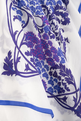 Oriental Flower Purple Floss Cotton Shawl - 2