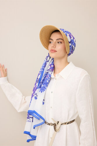 Oriental Flower Purple Floss Cotton Shawl - 3