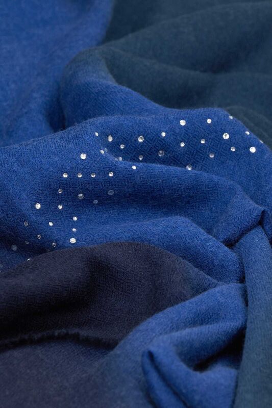 Oriental Nights Silk Shawl Dark Navy - 3