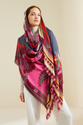 Ottoman Cashmere Silk Shawl Pink - 1