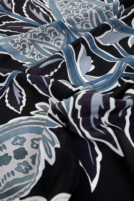 Ottoman Flower Silk Shawl Black - 3