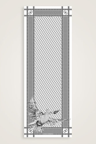 Özgür Filistin Kuşlu Beyaz Pamuk Şal 70x210 - Imannoor