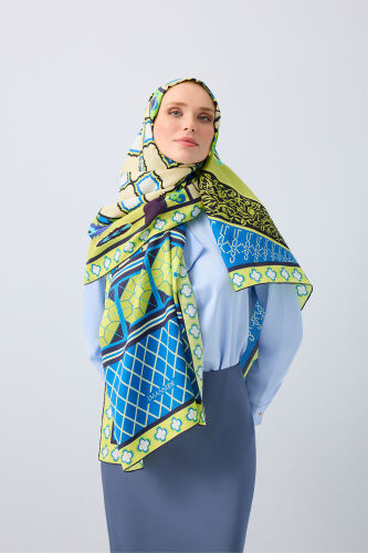 Palace Garden Green Cotton Silk Shawl - 3