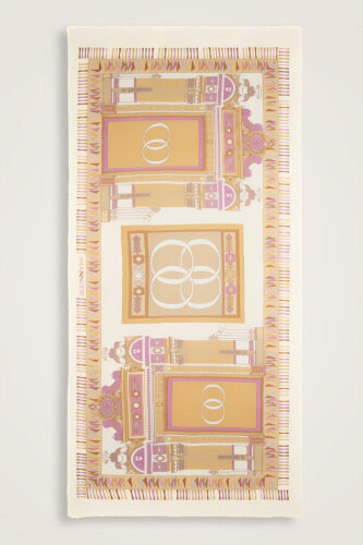 Palace Gate Beige Wool Silk Shawl 