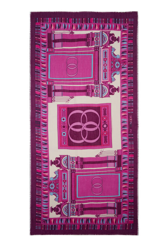 Palace Gate Fuchsia Wool Silk Shawl - 1