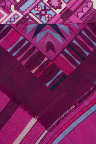 Palace Gate Fuchsia Wool Silk Shawl - 2