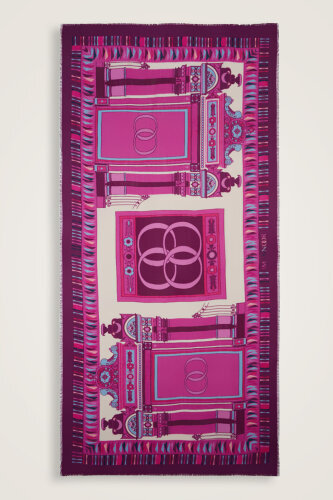 Palace Gate Fuchsia Wool Silk Shawl 