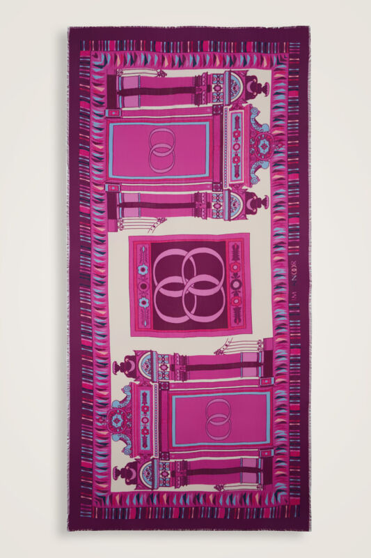 Palace Gate Fuchsia Wool Silk Shawl - 1