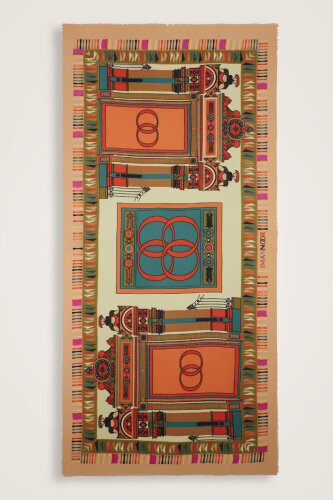 Palace Gate Orange Wool Silk Shawl - 1