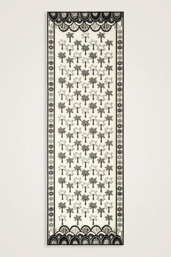 Palm Island Black-Cream Cotton Silk Shawl 