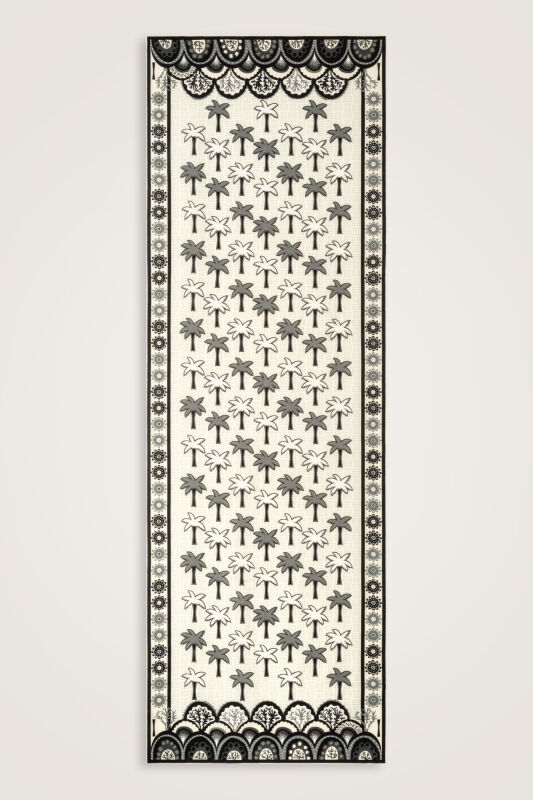 Palm Island Black-Cream Cotton Silk Shawl - 1