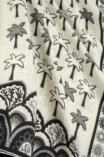 Palm Island Black-Cream Cotton Silk Shawl - Imannoor (1)