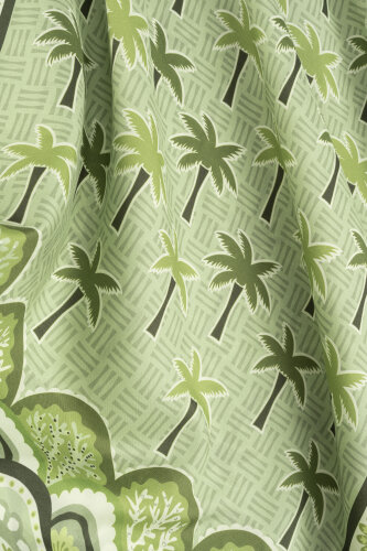 Palm Island Green Cotton Silk Shawl - Imannoor (1)