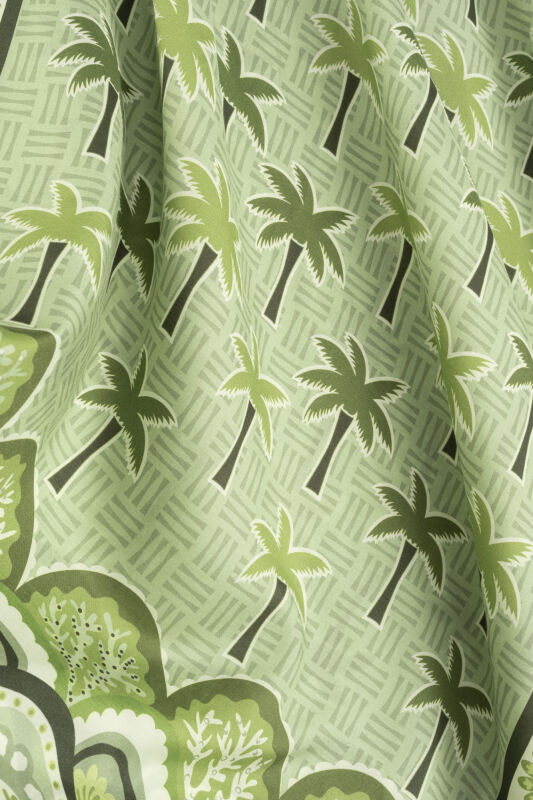 Palm Island Green Cotton Silk Shawl - 2