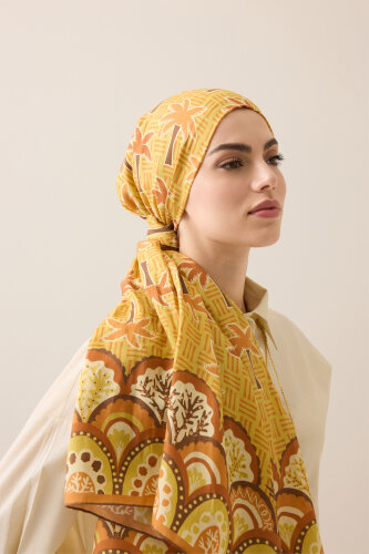 Palm Island Saffron Cotton Silk Shawl 