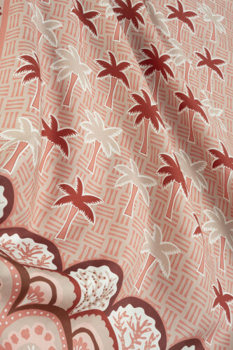 Palm Island Salmon Cotton Silk Shawl - Imannoor (1)