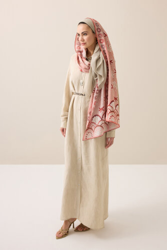 Palm Island Salmon Cotton Silk Shawl - 5