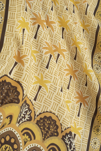 Palm Island Yellow Cotton Silk Shawl - Imannoor (1)