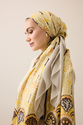 Palm Island Yellow Cotton Silk Shawl 