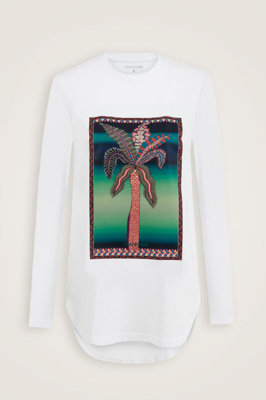 Palmiye Long Sleeve White T-Shirt - 2