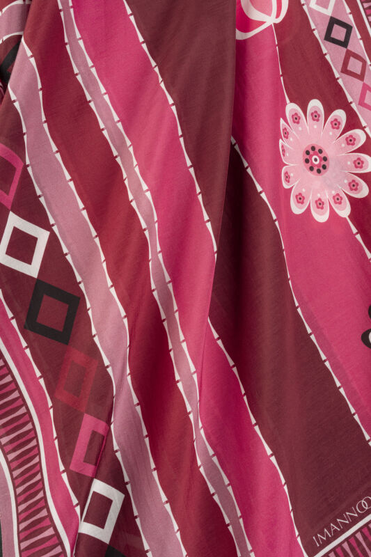 Papatya Noor Bordo Pamuk Floş Şal 70x210 - 4