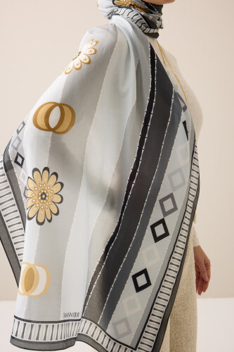 Papatya Noor Gri Pamuk Floş Şal 70x210 - Imannoor (3)