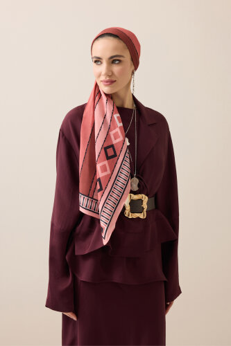 Papatya Noor Şeftali Pamuk Floş Şal 70x210 - Imannoor (3)