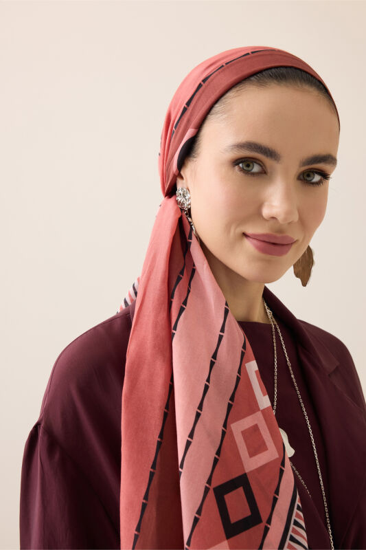 Papatya Noor Şeftali Pamuk Floş Şal 70x210 - 1