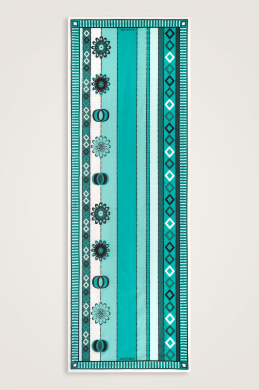 Papatya Noor Yeşil Pamuk Floş Şal 70x210 - 1