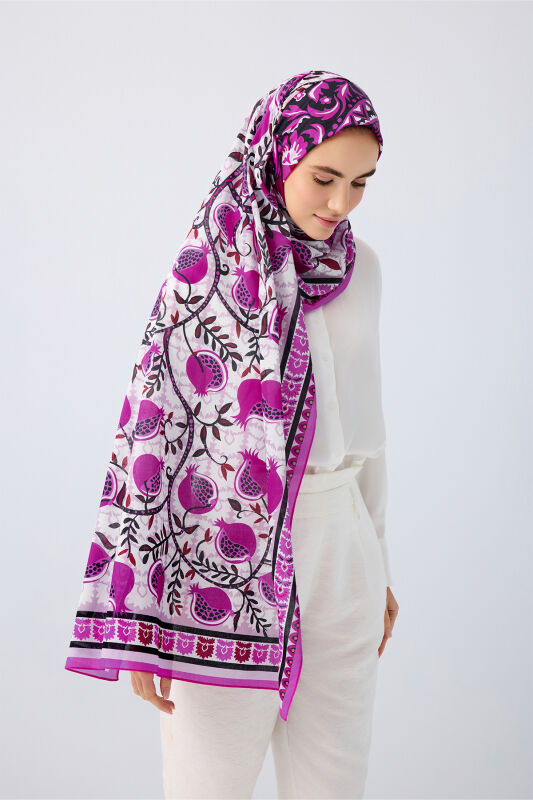 Paradise Pomegranate Fuchsia Cotton Shawl - 3