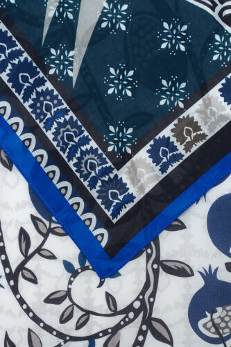 Paradise Pomegranate Navy Blue Cotton Shawl - 2