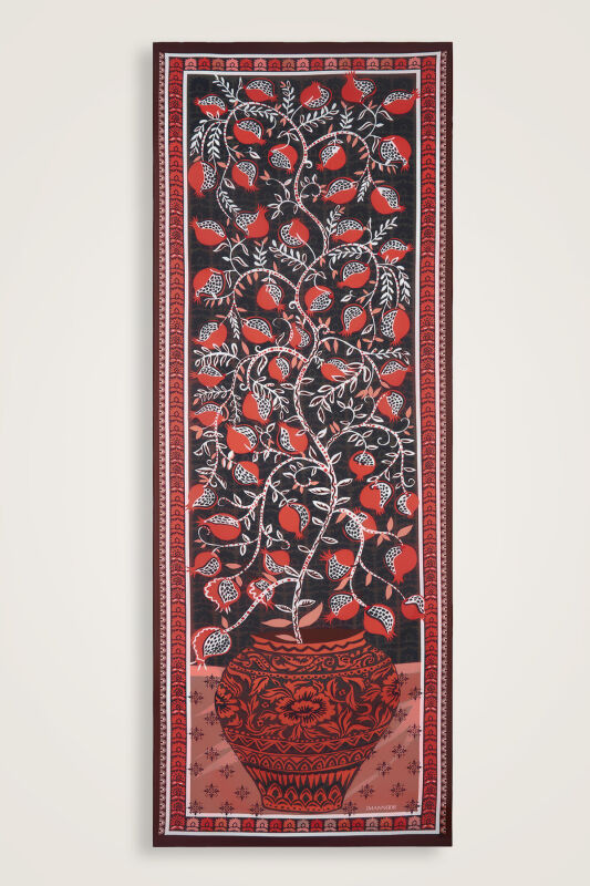 Paradise Pomegranate Orange Cotton Shawl - 2