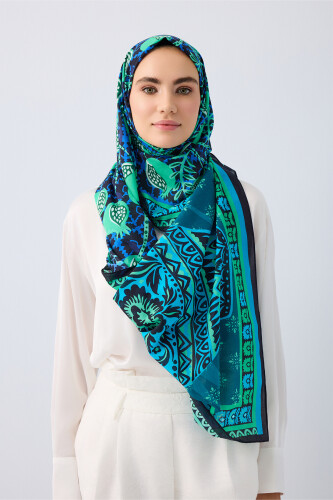 Paradise Pomegranate Saxe Blue Cotton Shawl - 5