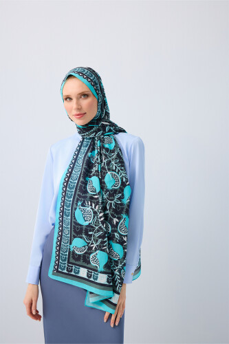 Paradise Pomegranate Turquoise Cotton Shawl 