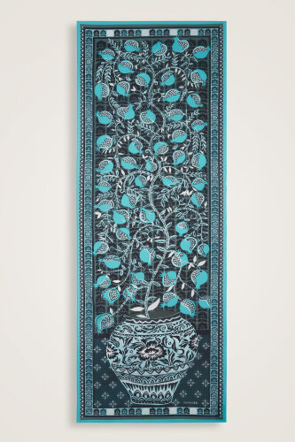 Paradise Pomegranate Turquoise Cotton Shawl - 2