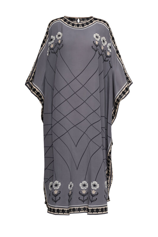 Passage Gray Silk Kaftan - 1