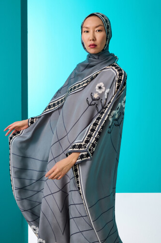 Passage Gray Silk Kaftan - 5