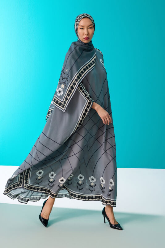 Passage Gray Silk Kaftan - 1