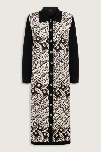 Peleng Black-Beige Polo Collar Shirt Dress - 2