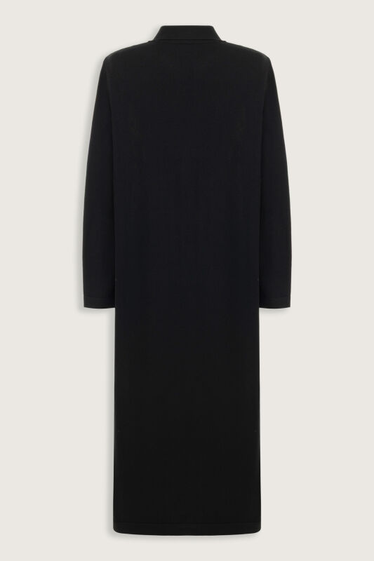 Peleng Black-Beige Polo Collar Shirt Dress - 7