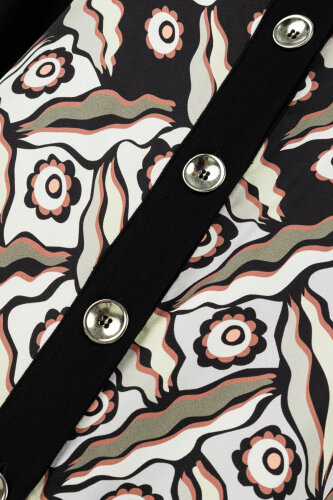 Peleng Black-Beige Polo Collar Shirt Dress - 6