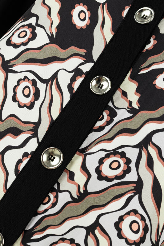 Peleng Black-Beige Polo Collar Shirt Dress - 6