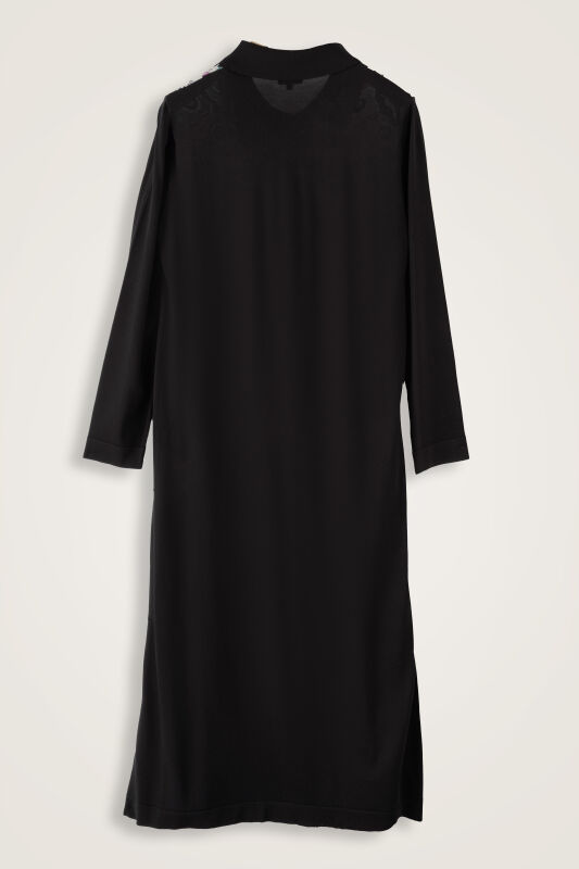 Peleng Black-Pink Silk Knit Shirt Dress - 4