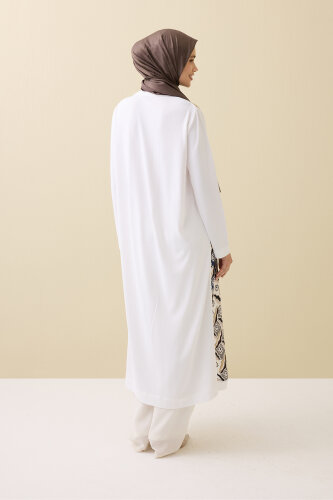 Peleng White-Navy Silk Knit Shirt Dress - 5