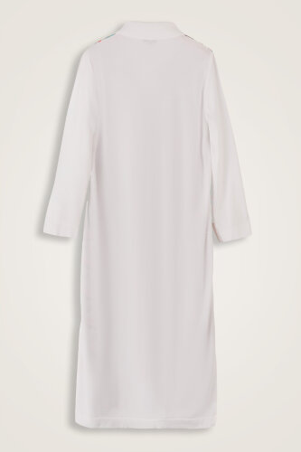 Peleng White-Orange Silk Knit Shirt Dress - 4