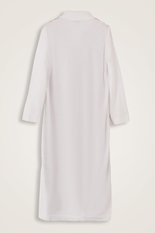 Peleng White-Orange Silk Knit Shirt Dress - 4