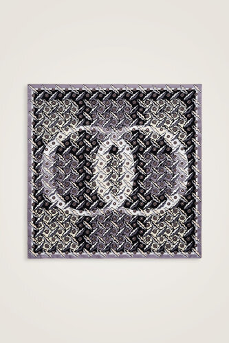 Pelenk Black-Beige Double-Sided Twill Silk Scarf - 3