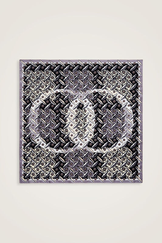 Pelenk Black-Beige Double-Sided Twill Silk Scarf - 3