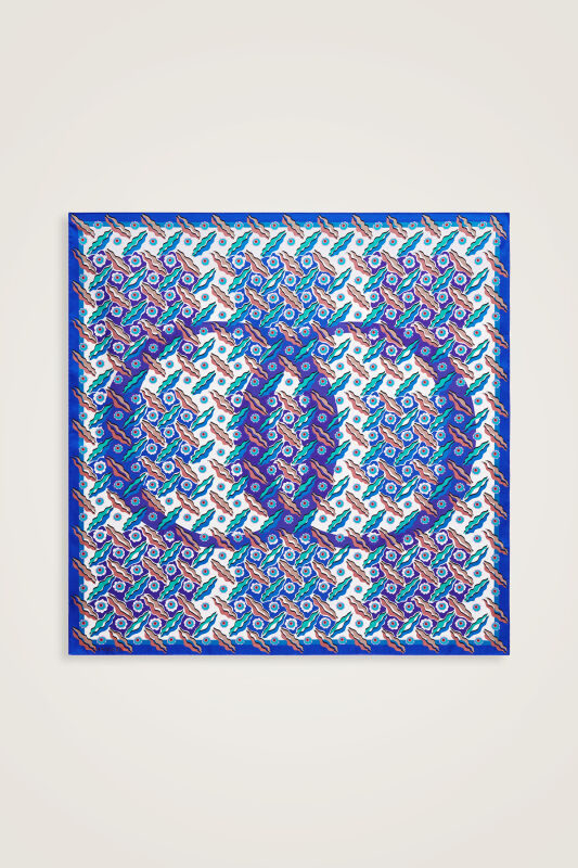 Pelenk Mor-Pembe Çift Taraflı Tivil İpek Eşarp 90x90 - 3